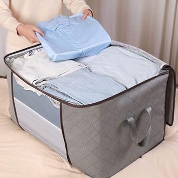 Chinatown Large Capacity Clothes Storage Bag,Organizer with Zips,Large Clear Window & Portable Handles, Mold-proof and moisture-proof closet storage box for bedspreads and blankets(4 Packs)