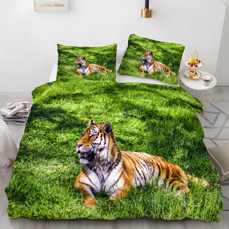 Grass Green Siberian King Duvet Cover Animal Print King Bedding Set Soft Microfiber Comforter Cover and 2 Pillow Shams 20"X36", Bed Set Duvet Covers disponible en Yaxa Peru