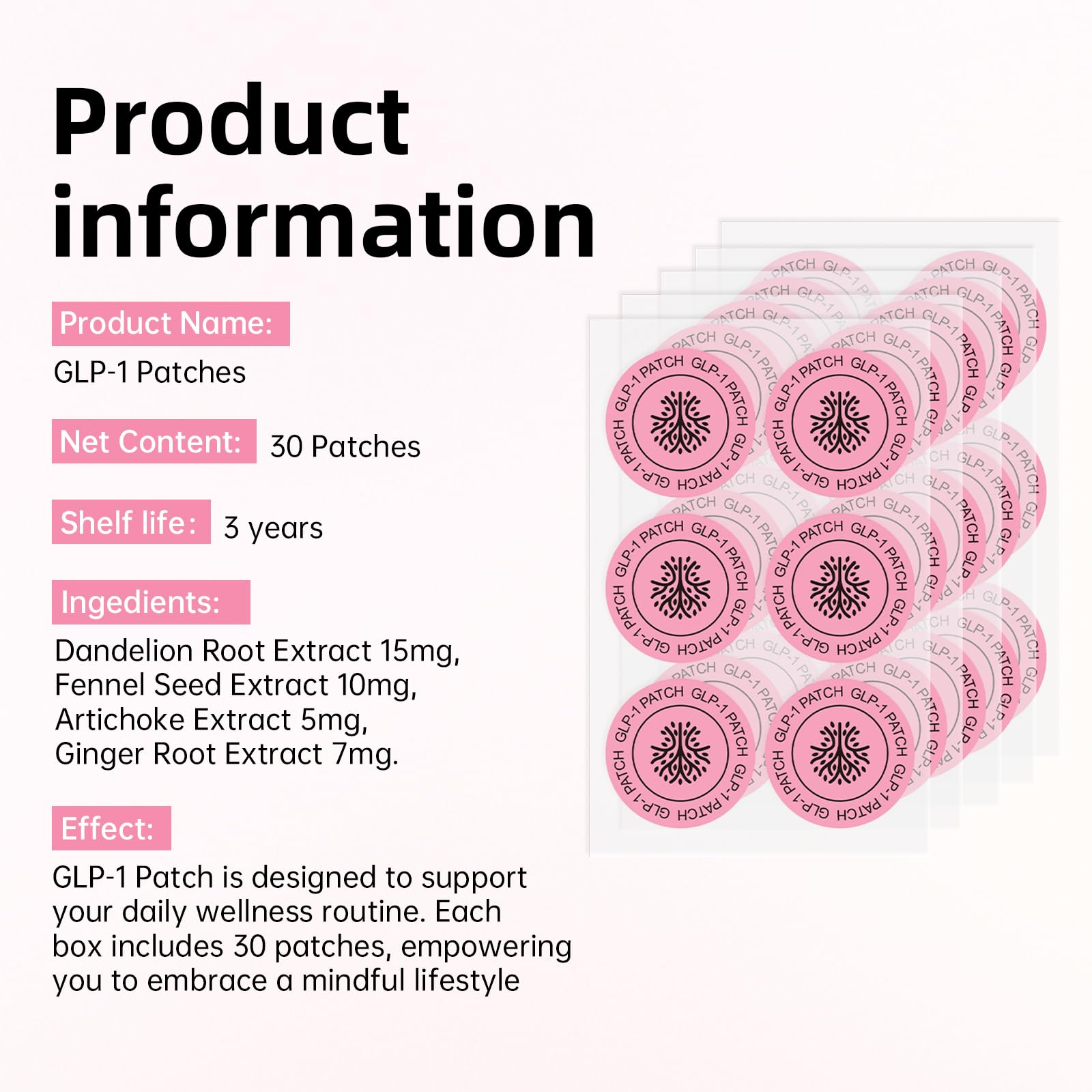 GLP-1 Patches for Cravings Support and Healthy Metabolism, Daily Metabolic Gentle Formula, 30 Patches, 1 Month Supply — view 2