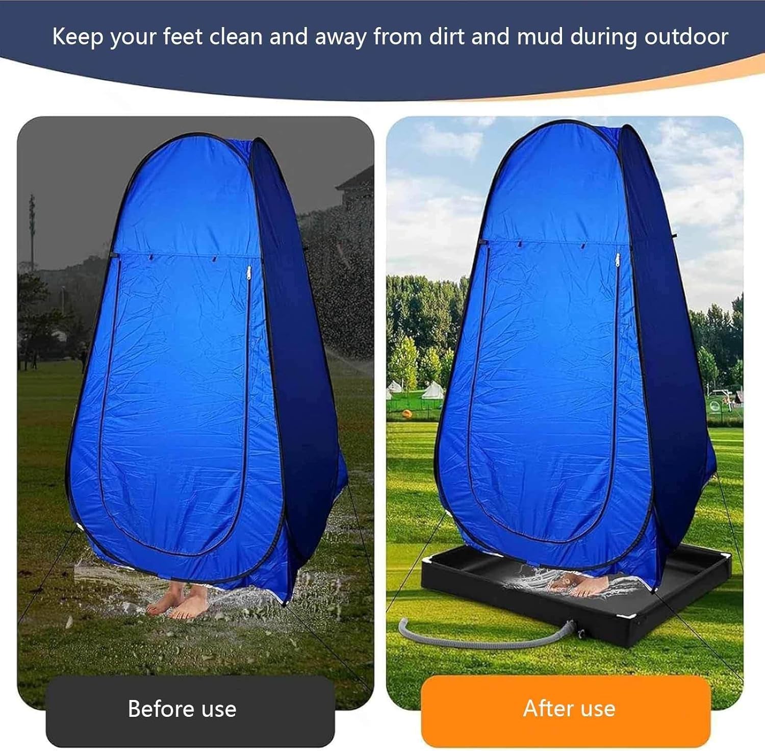 Outdoor Shower Platform, with Drain Pipe Outdoor Shower Floor, Collapsible Portable Indoor Shower for Outdoor,Camping,Beach, Caravan and Shower Stall