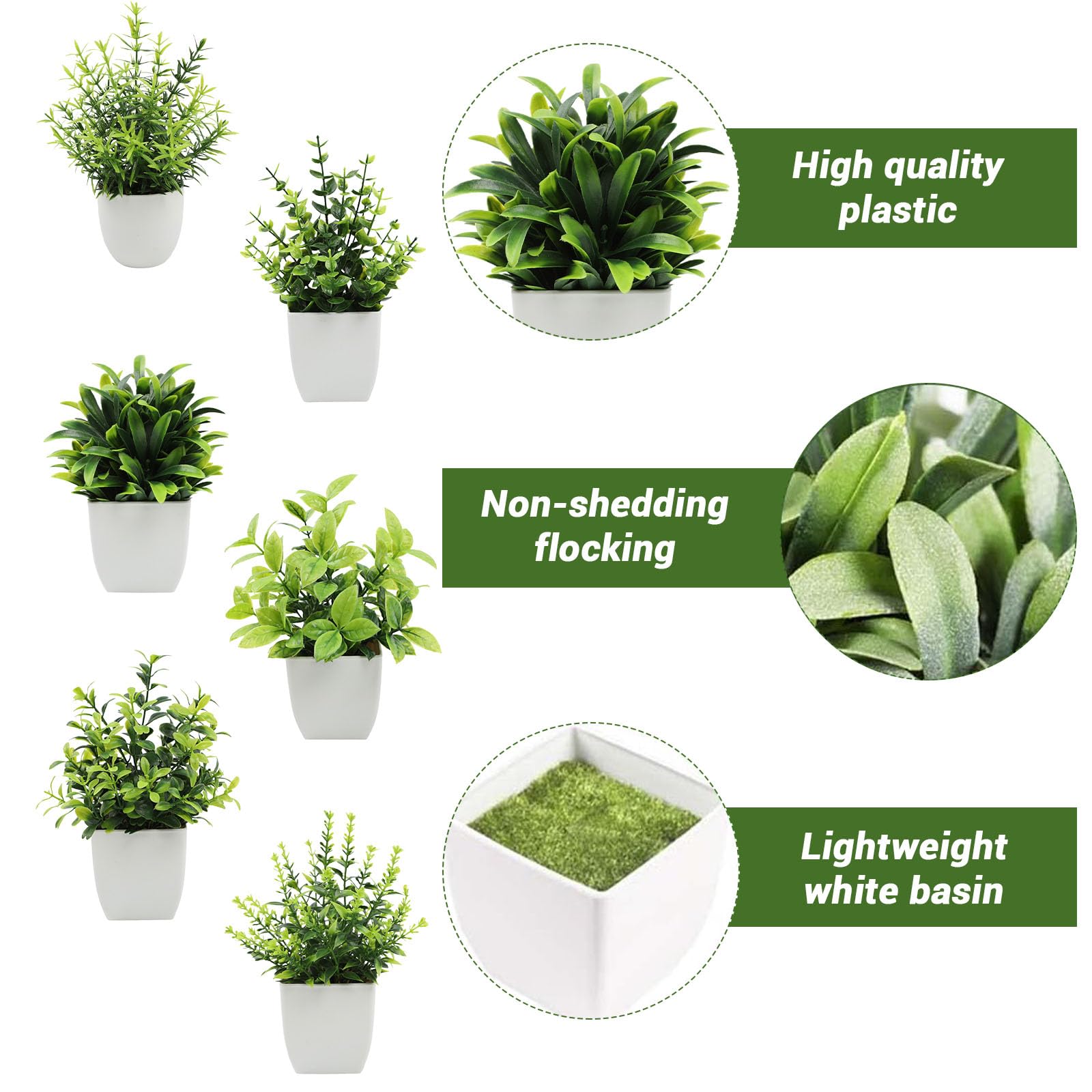 6 Piante Finte In Vaso Per Interni - Decorazioni Verdi Per Casa, Ufficio E Balconi - Foto 11