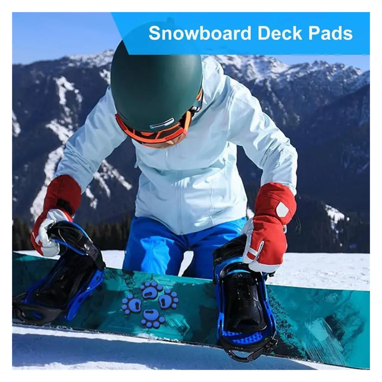 Coussinets pour Planche à Neige Lot de 4 Patins Snowboard en Caoutchouc Souple, Autocollants Forme d'empreinte, Tapis antidérapant for Accessoires Ski