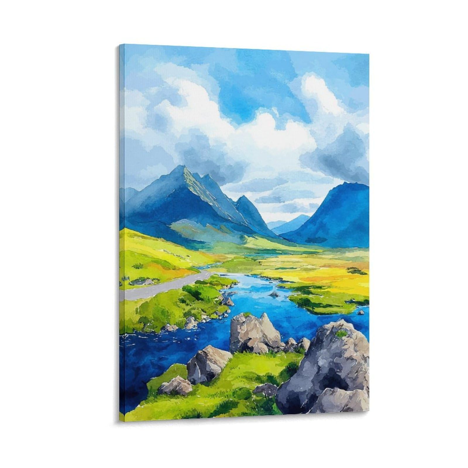 CTZIKWW Cuillin Hills Scotland 08x12inch(20x30cm) Vintage Watercolor Canvas Wall Art