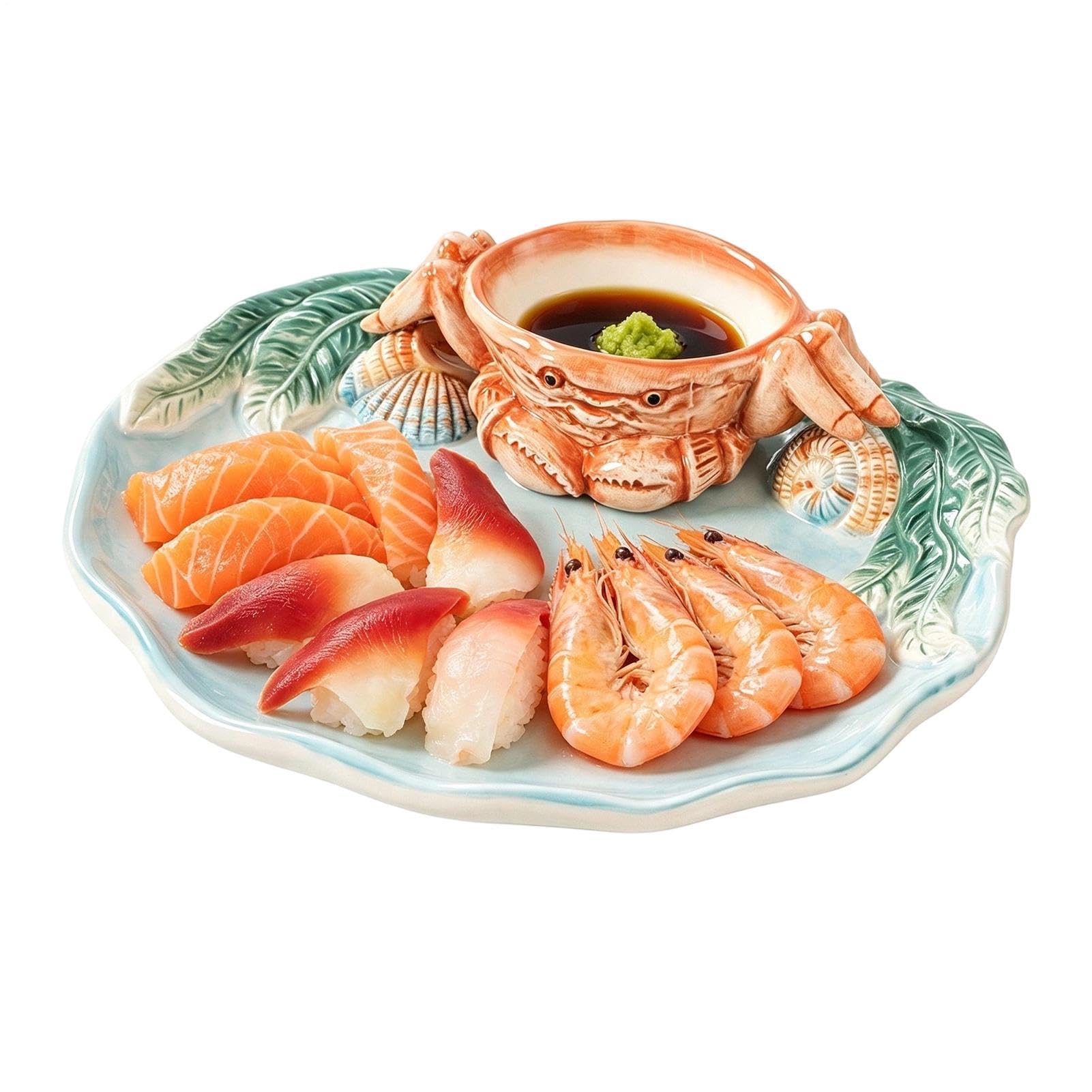 Plato De Servir Con Cuenco Para Mojar En Forma De , Plato Cerámico 31 | Bandeja Charcutería Para Plato Cena Postre Aperitivo Sushi Dumplings Comida Restaurante Y Cocina