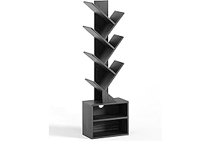 SUNMORY 6-Tier Hallway Bookshelves with Storage Cabinet