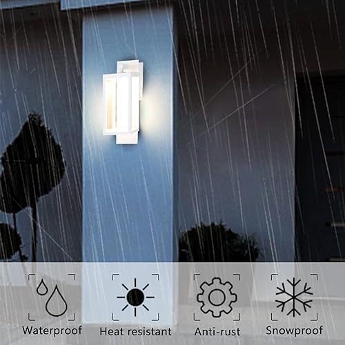 Vista 53 de Lámparas modernas para exteriores del atardecer al amanecer, aplique de pared exterior de 15 pulgadas, luz de porche, lámpara de pared negra