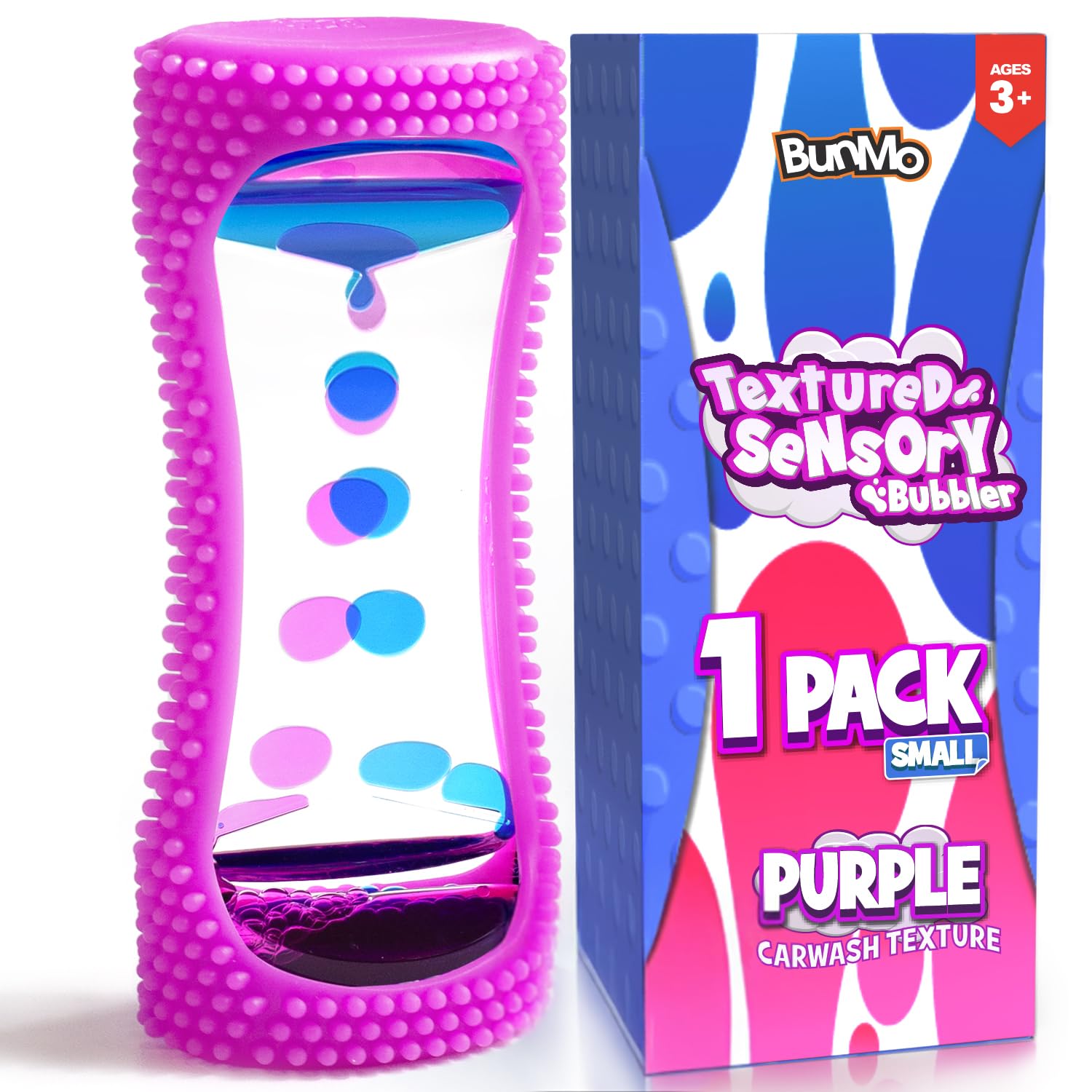 BUNMO Liquid Motion Bubbler Sensory Toy for Kids & Adults – Calming Fidget Toy for Focus & Mindfulness, Fidget Relaxation Timer – Colorful Visual Bubble Timer for Desk & Travel – Purple