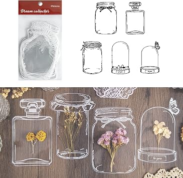 Transparent Flower Bookmark, Bookmarks for Women, Dried Flower Bookmark Kit, Book Marks for Reading, Handmade Drift Bottle Glassware Craft Stickers