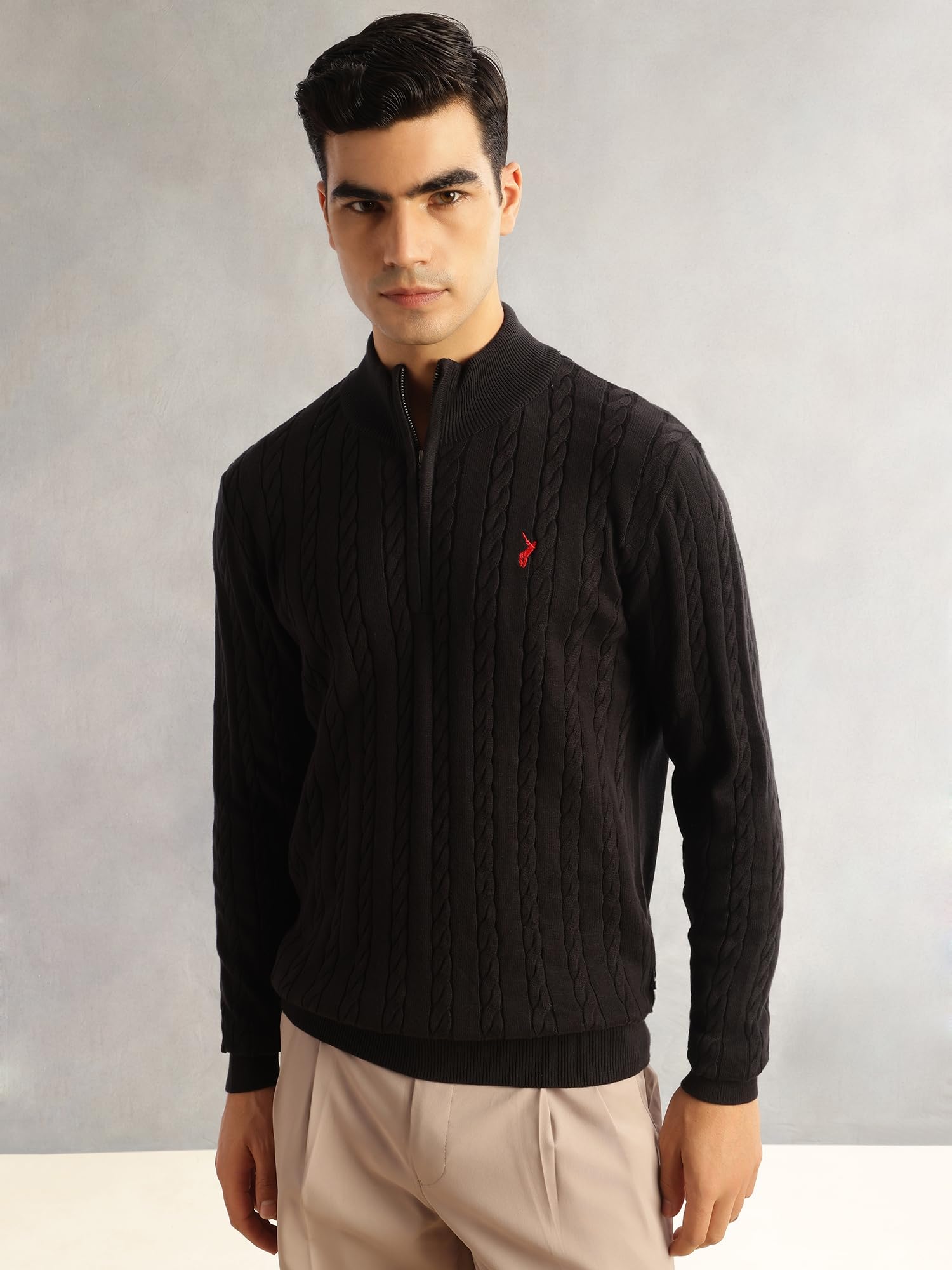 Thomas Scott Uomo | Vestibilità regolare | Manica lunga | Collo alto | 100% cotone | Lavaggio a secco | Maglia a trecce | Maglione