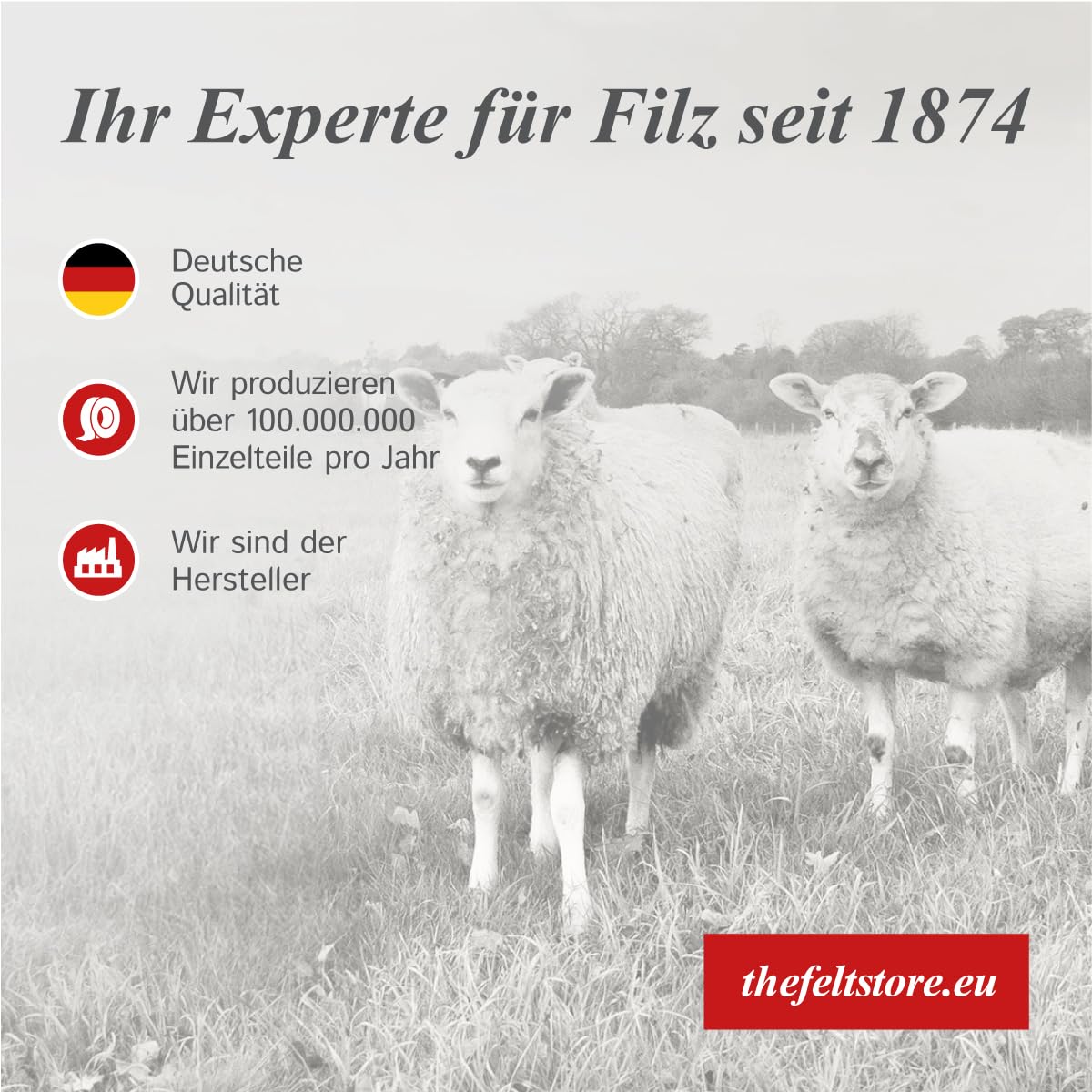 Wollfilz Zuschnitt (Industriefilz) grau meliert 15 mm – 50 x 30 cm – Dichte 0,36 g/cm³ – Hochwertiger technischer Filz – Made in Germany