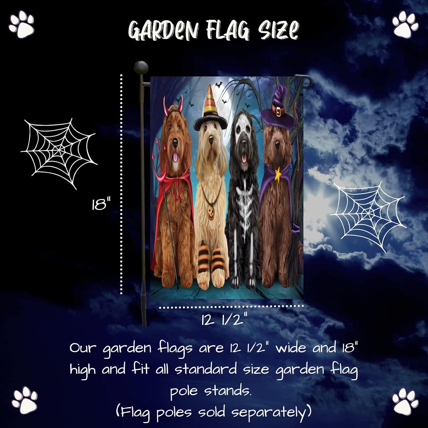Doggie of the Day Cockapoo Dogs Garden Flags - Halloween Trick or Treat - Double Sided - Yard Porch Lawn Spring Decorative Gift - Home Decor 12 1/2"w x 18"h