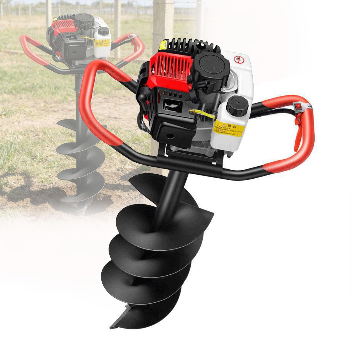 Taladro De Hoyos PortáTil A Gasolina 4 Tiempos, Ligero, Helicoidales De 40 A 300 Mm, para Cercos, PlantacióN De áRboles Y Proyectos De ConstruccióN Al Aire Libre 25cmdrillbit