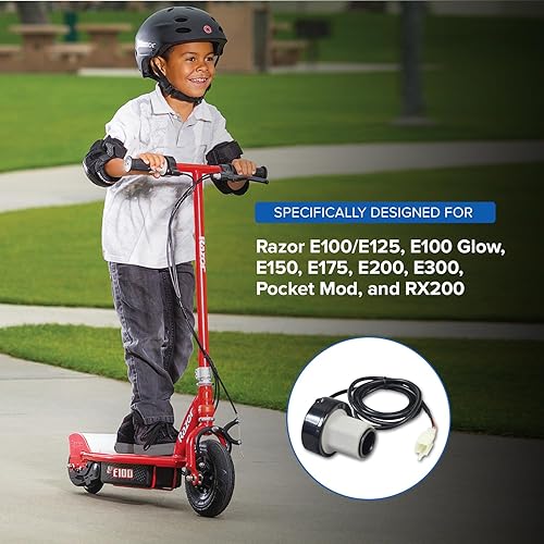 Miniatura 2 de AlveyTech Razor - Acelerador de agarre giratorio de 4 hilos de velocidad única con cables de 50 pulgadas para Razor E100E125 (versiones 10+), E100