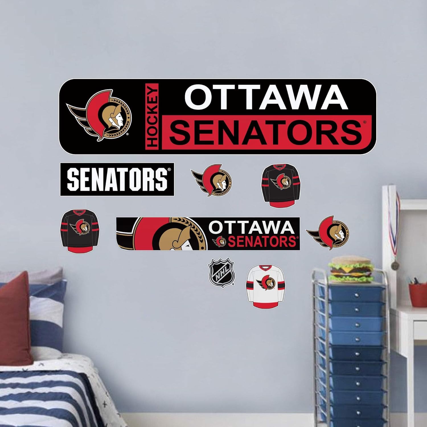 Sports Decor Ottawa Senators Repositionable Wall Decal Set - Street Signs