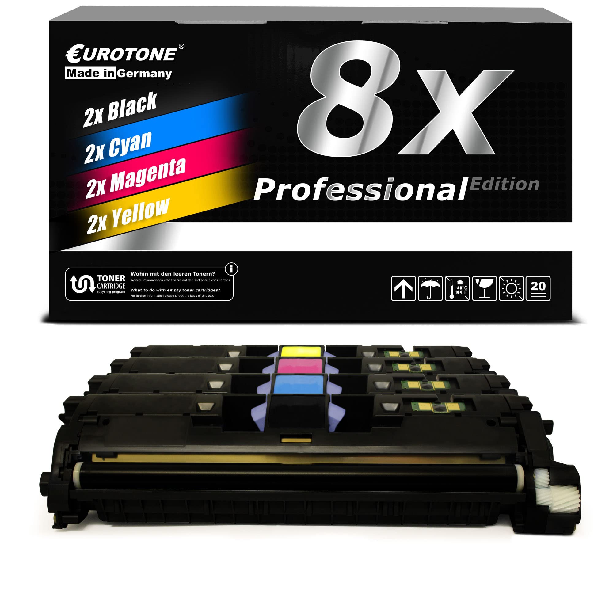 E.T. Tóner 8X compatible con Canon I-Sensys LBP5200 sustituye a 701 negro, azul, rojo, amarillo EP-701