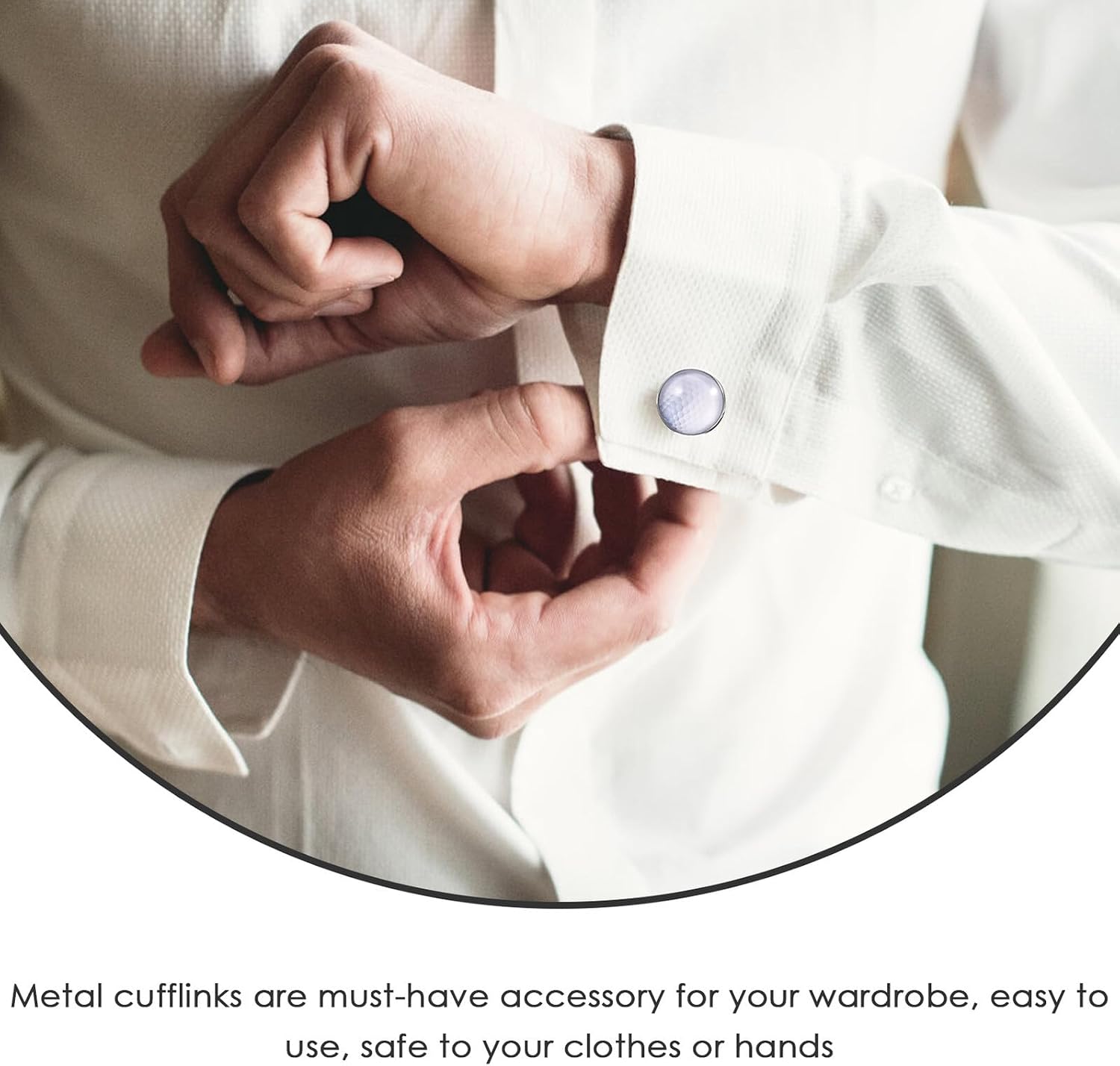 1 Pair Golf Cufflinks for Men, Silver Tone Glass Ball Design