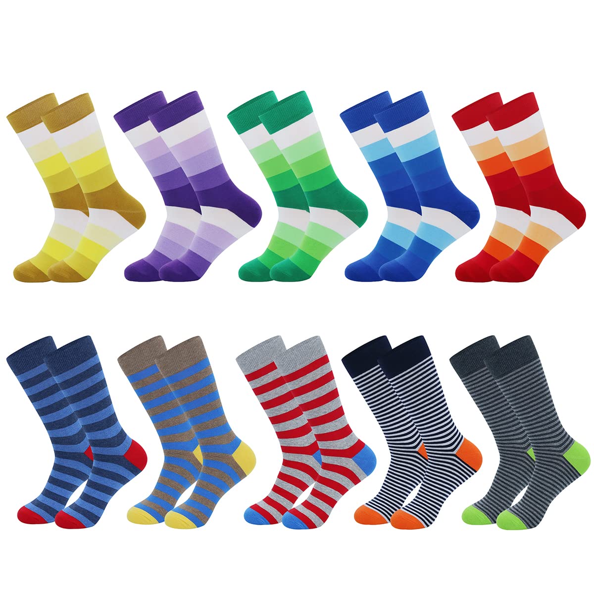 HHX YONLEE Calcetines de vestir 5/6/10 pares de calcetines de algodón colorido novedoso casual feliz divertido