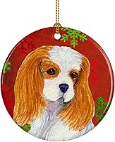 Vista 85 de Caroline's Treasures Dachshund copos de nieve rojos y verdes, adorno de cerámica de Navidad para colgar en el árbol de Navidad, decoración