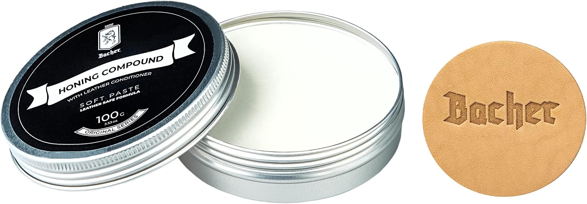 BACHER Polishing Compound – Fine White Stropping Compound - Leather Strop Sharpening Buffing Compound with applicator – 100g (3.53 Oz)