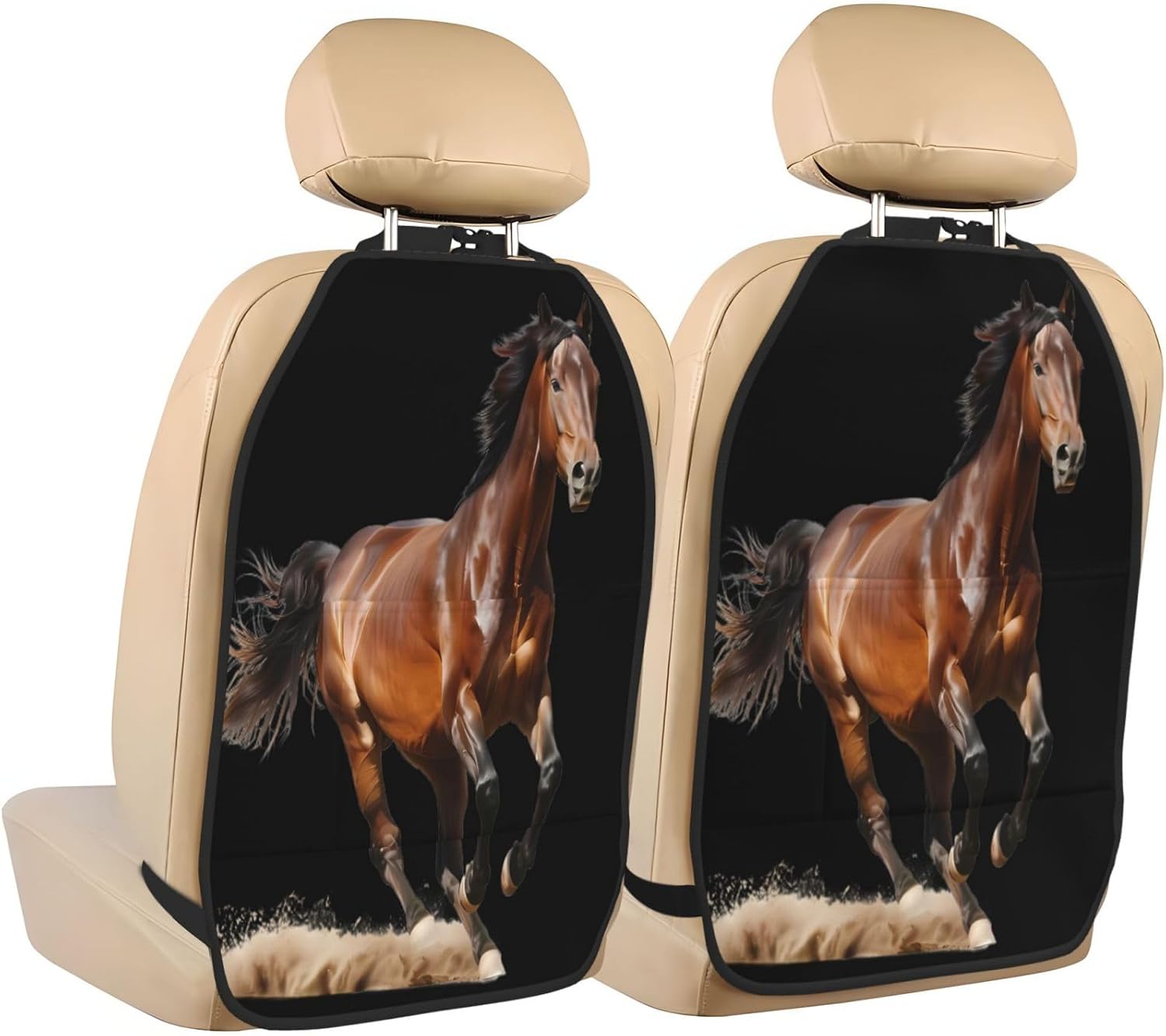 Western Horse 2-Piece Set of Car Seat Kick Protectors for Front Seat Backrests, Used for Car Rear Seat Backrests Protectors