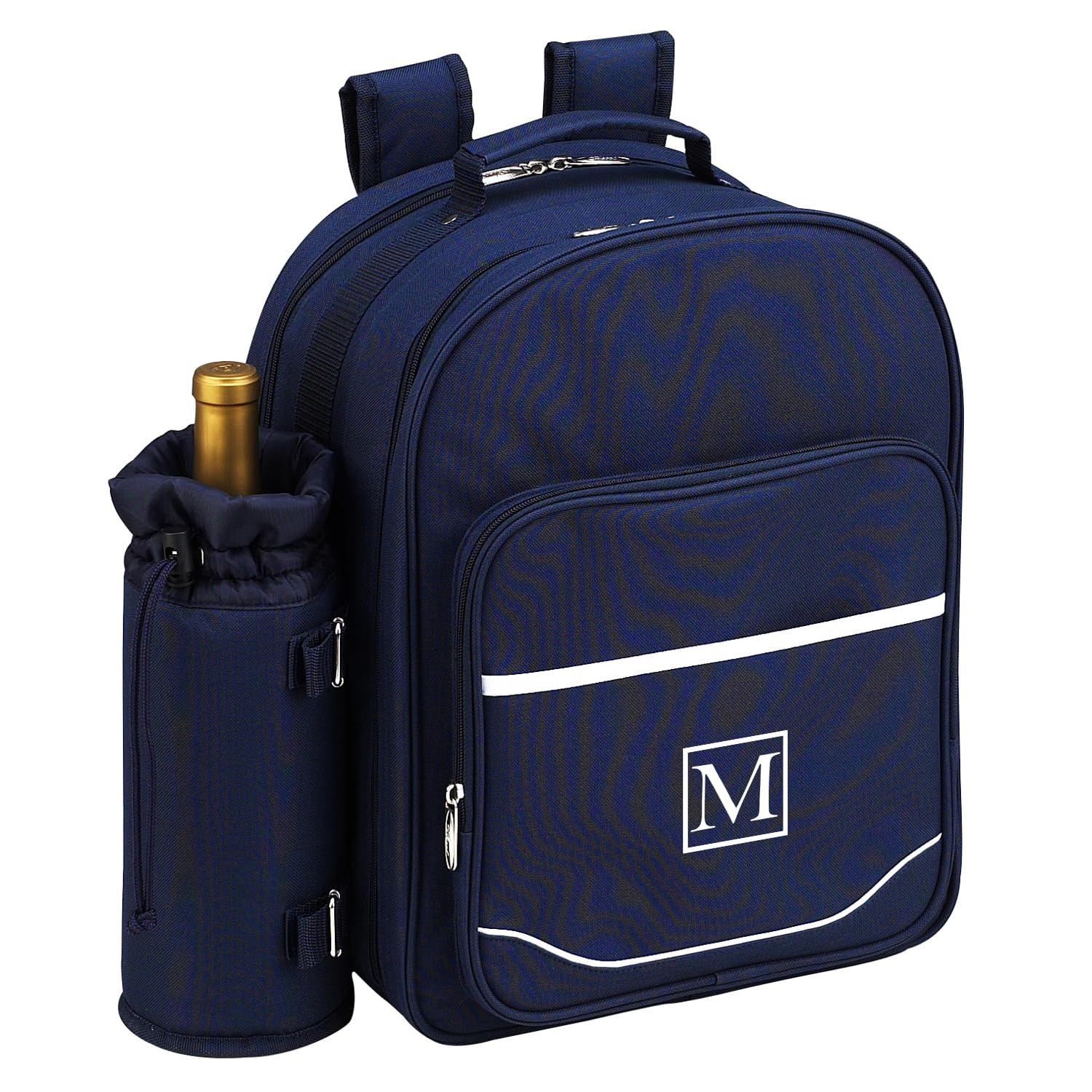 Picnic at Ascot Personalized Monogrammed Equipped 2 Person Picnic Backpack with Cooler & Insulated Wine Holder- Designed & Assembled in The USA