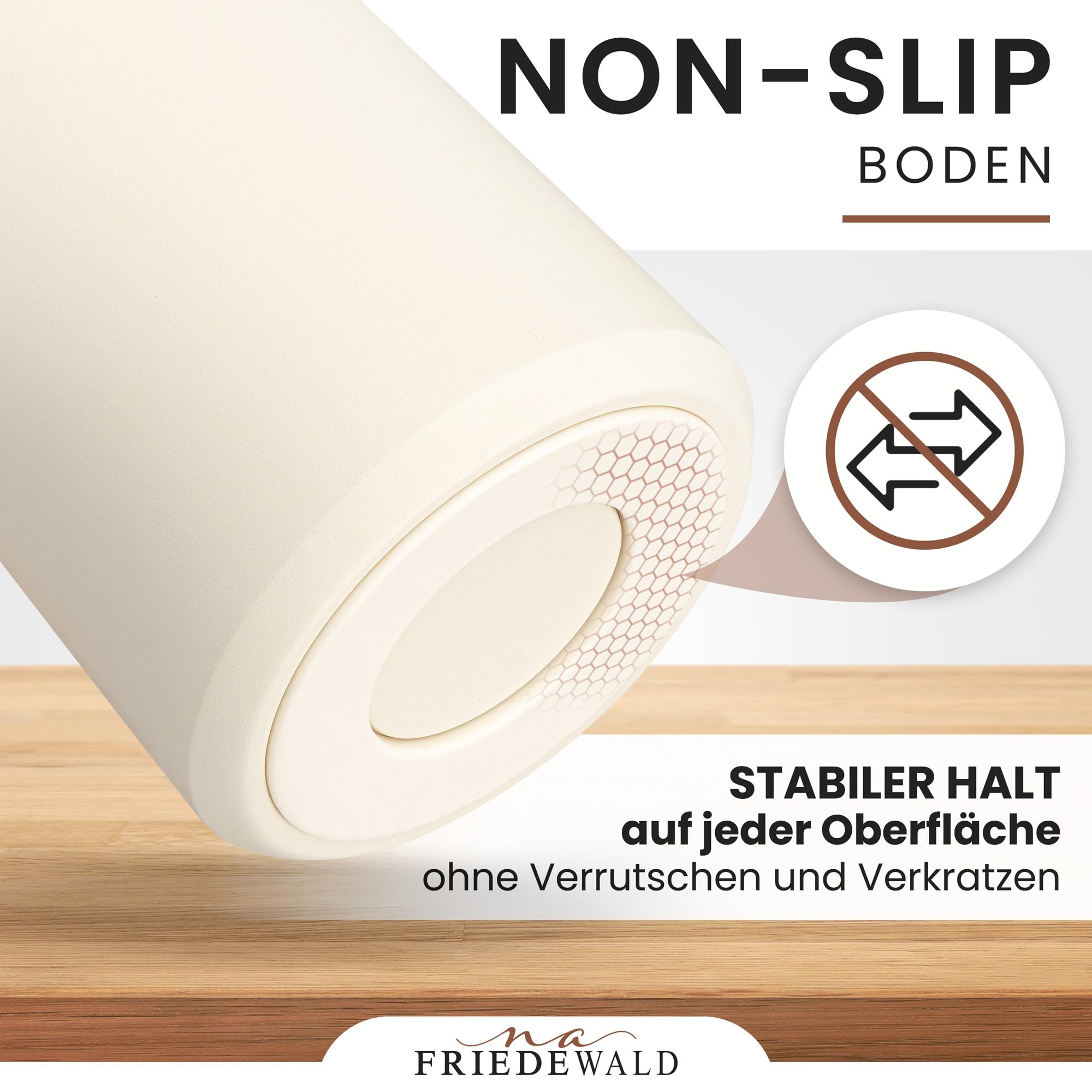 Friedewald® Thermo French Press - für Kaffee & Tee - 1L/8 Tassen - für Camping und Zuhause - doppelwandig isoliert - Französische Kaffeepresse - Österreichischer Edelstahl - 8h Thermo (Creme-Beige)