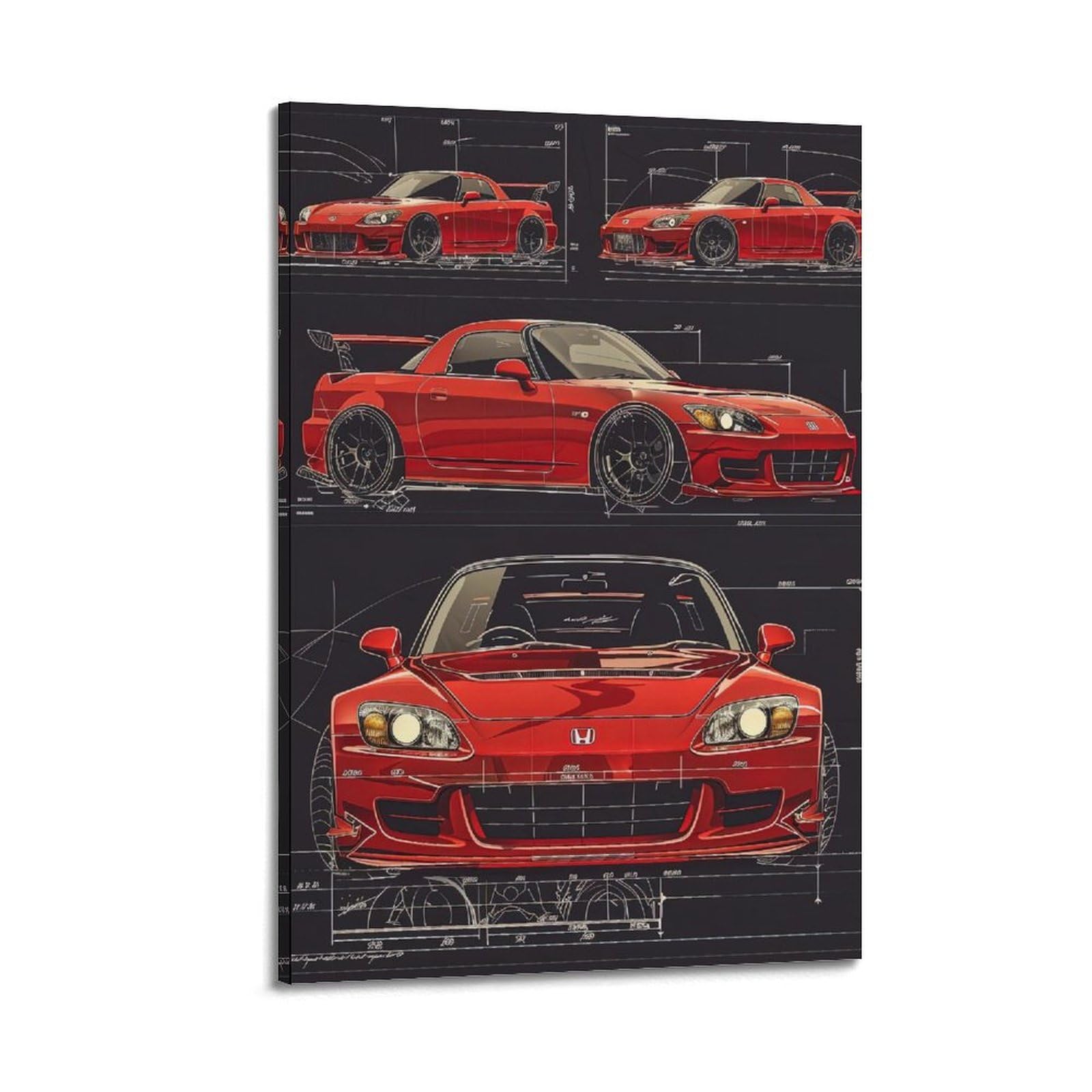 Yrnq Frame-Style Jdm S2000 Sport Car Poster Street Racing Car Design Decorative Painting Canvas Wall Artworks Picture 08X12inch(20X30cm)