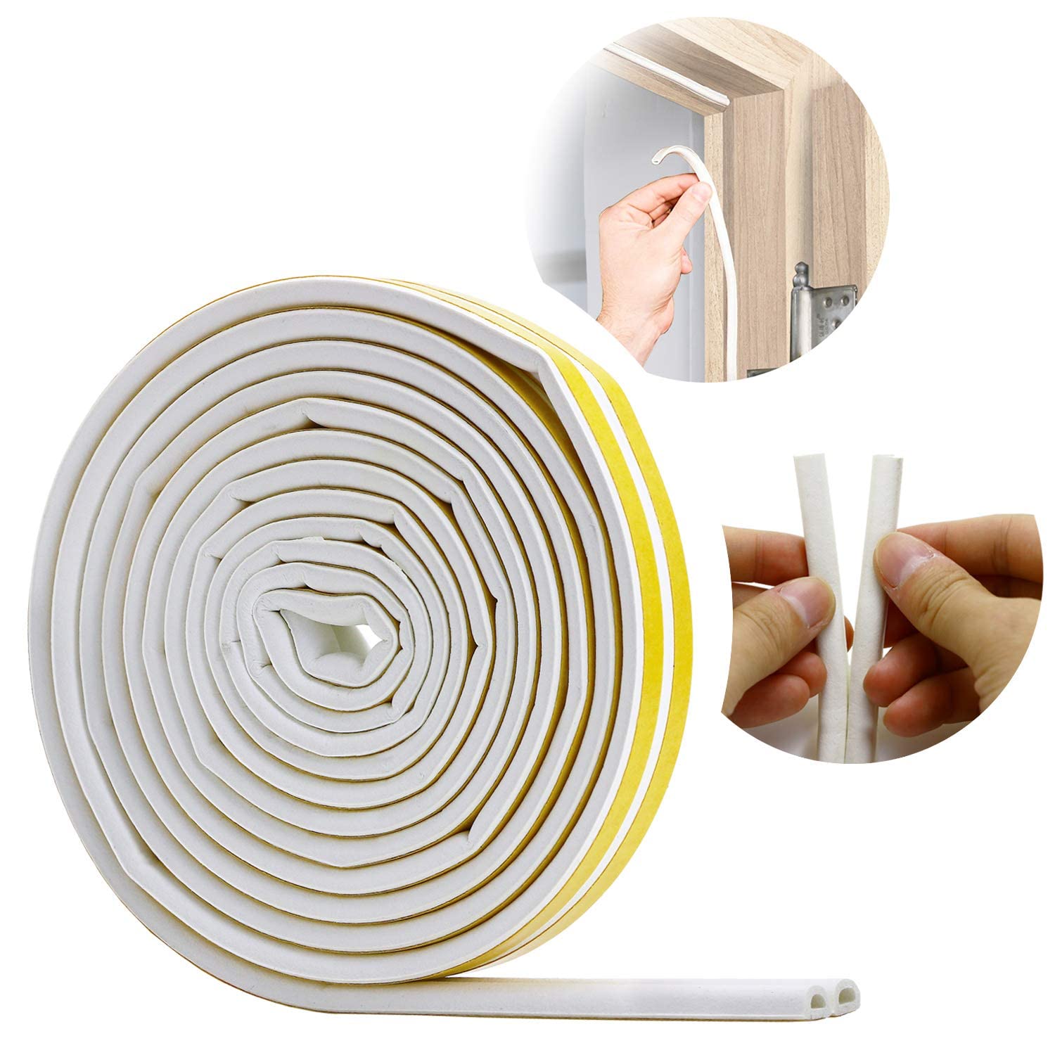 FRONTED Door Seal D-Type Strip Weather Stripping Self Adhesive Foam for Doors and Windows, Soundproofing Weatherstrip Gap Collision Avoidance (White) (B0CKW59GBW) Amazon Price History, Amazon Price Tracker