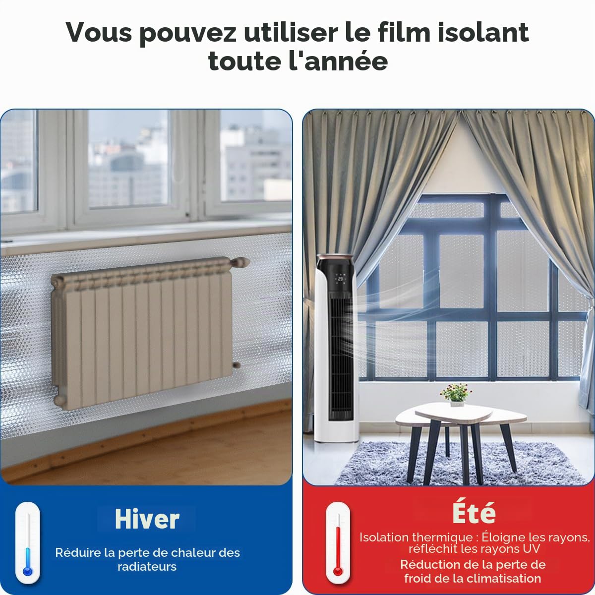 Storystore Film isolant aluminisé, 60 cm x 4.6 m, 3 mm d'épaisseur, film d'isolation réfléchissant pour véhicules, toits, fenêtres, tuyaux, etc