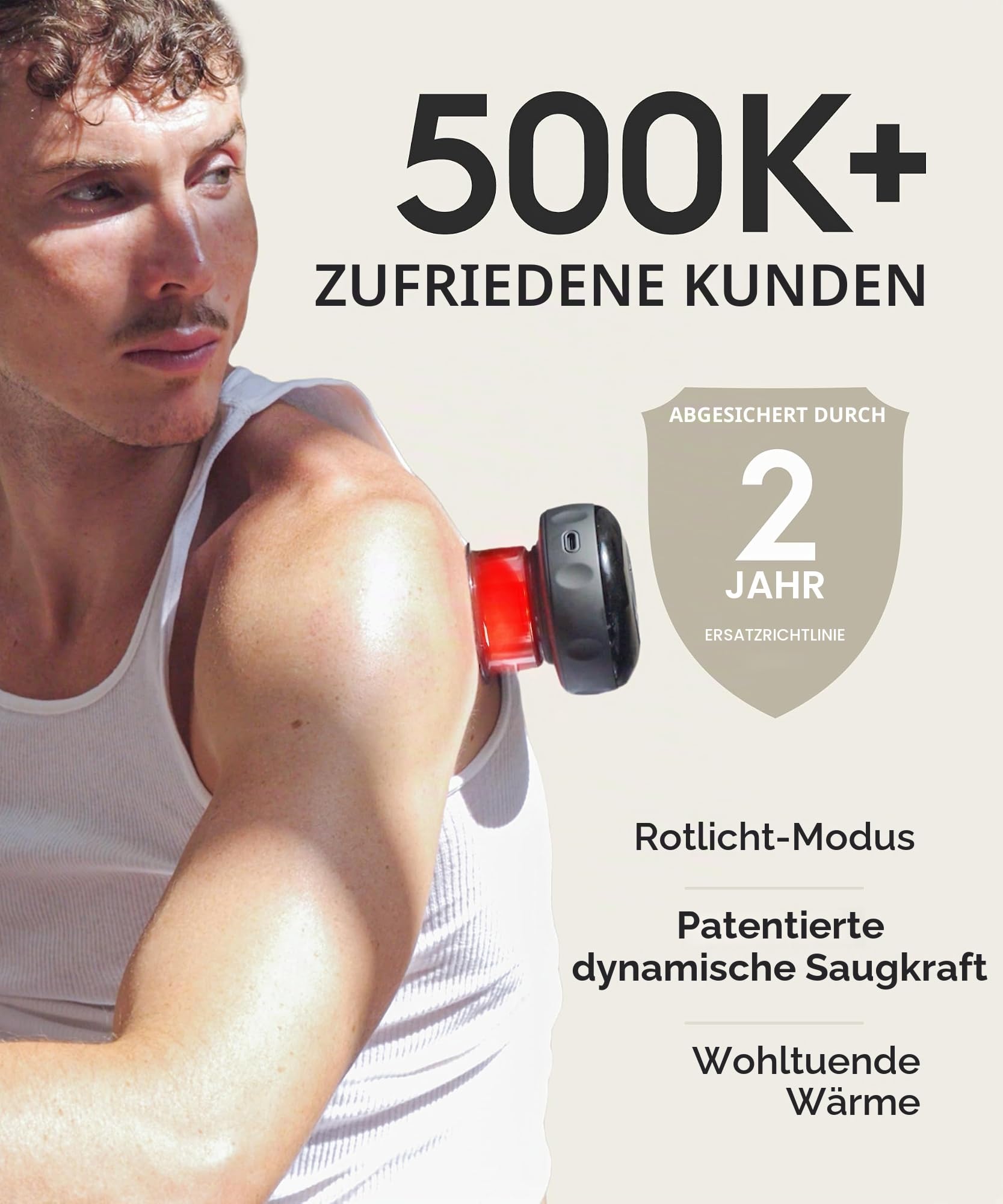 REVO das Original 4-in-1 Smart Schröpftherapie-Massagegerät mit Rotlichttherapie zur gezielten Schmerzlinderung, Knoten, Schmerzen, Muskelkater