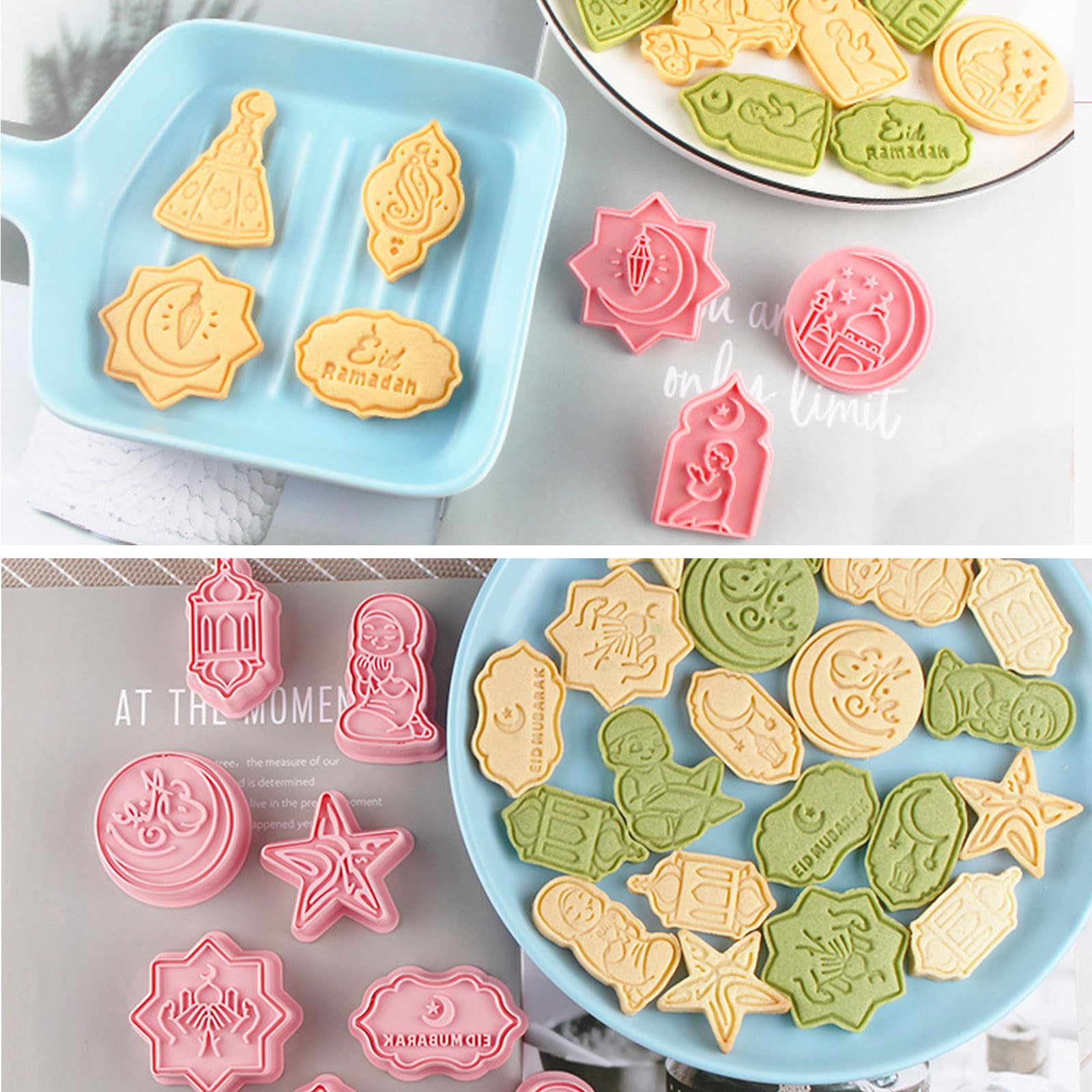8 Pezzi Tagliabiscotti Eid Mubarak, Ramadan Tagliapasta per Biscotti, 3D Tagliabiscotti Ramadan, Stampi Biscotti per Moschea Cammello, Luna, Stella Islamica, Ramadan Tagliabiscotti per Feste musulmane