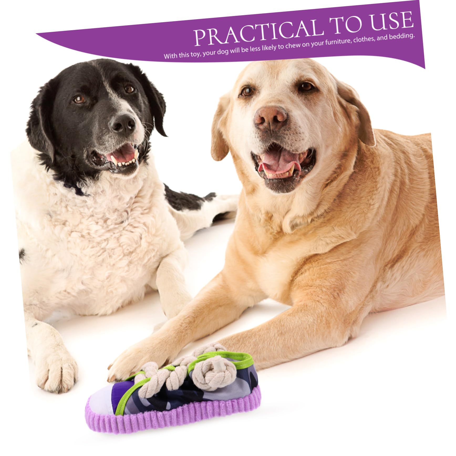 TOYANDONA Juguete para Perros Masticable Chirriante de Cuerda de Algodón, Tamaño Pequeño, Forma de Zapatilla Morada, Adecuado para Cachorros y Limpieza Dental en Entrenamiento Doméstico