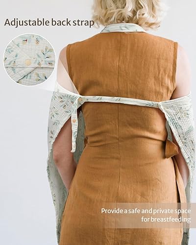 Miniatura 5 de Blissful Diary Funda de lactancia de muselina para lactancia materna, cubierta transpirable con cuello de arco para mujeres, delantal de lactancia