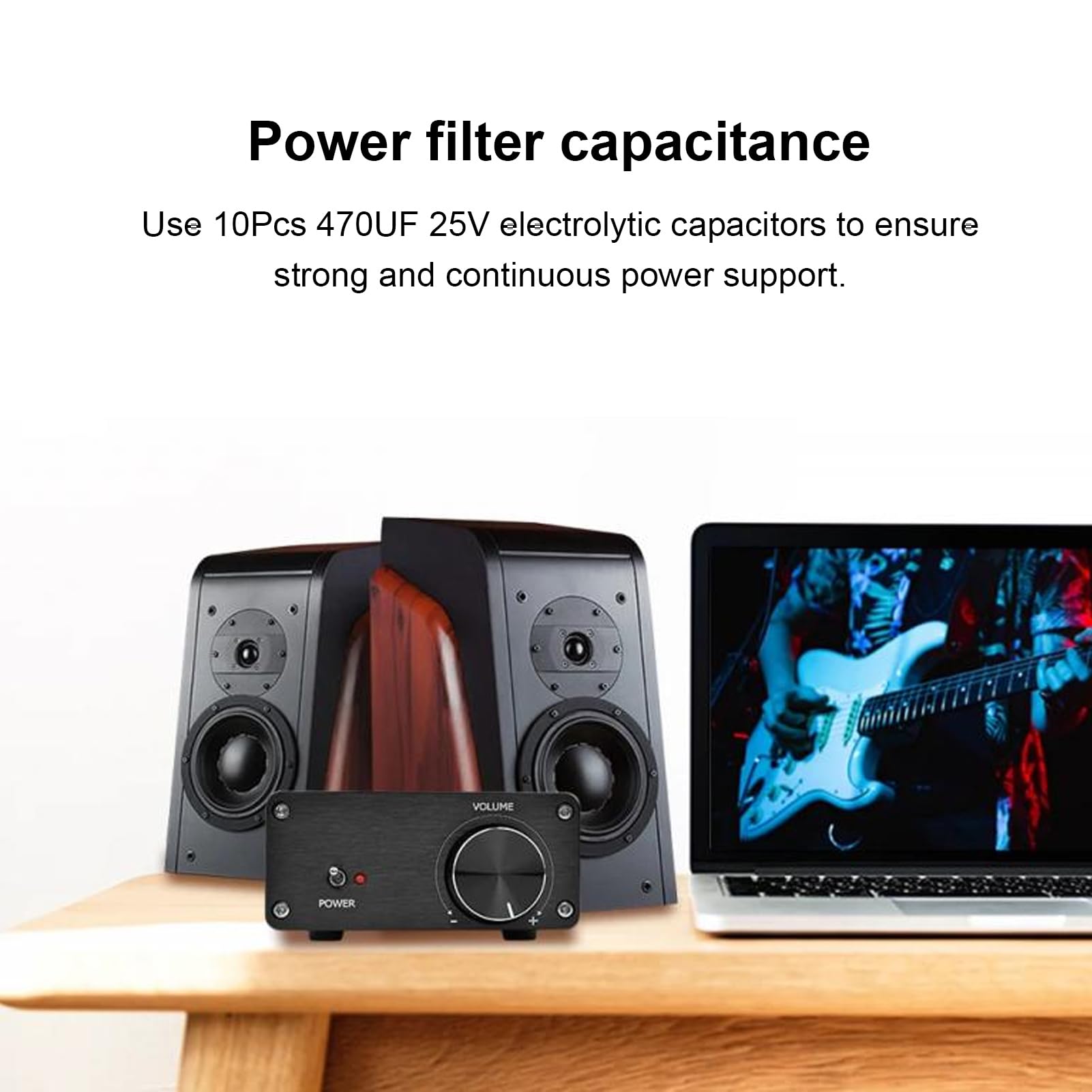 Socobeta Amplificatore di Potenza Digitale HIFI Amplificatore Compatto a Doppio Canale per gli Appassionati di Audio 100 W X 2 Design in Alluminio