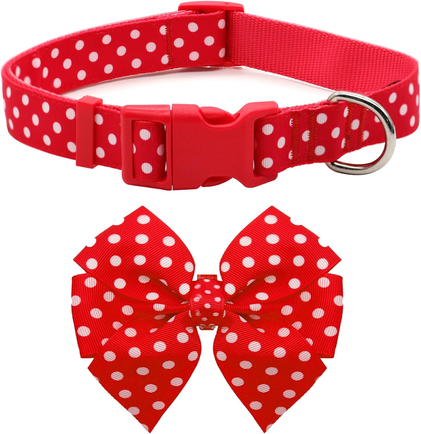 azuza Christmas Bowtie Dog Collar, Soft & Comfy Dog Collar with Bow, Fun Patterns & Bright Color for Large Dogs