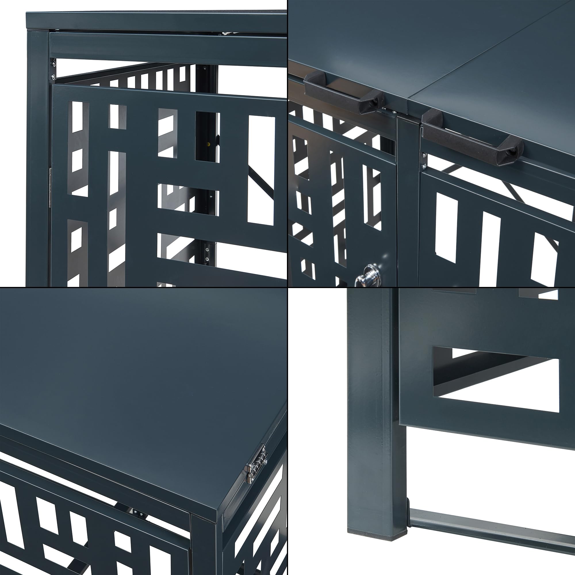 casa.pro Cache-Poubelle pour 3 Bennes de 240 L Abri pour Poubelles avec 2 Portes Verrouillables et Clés Incluses Élégant Résistant aux Intempéries Acier Galvanisé 116 x 196 x 80 cm Anthracite