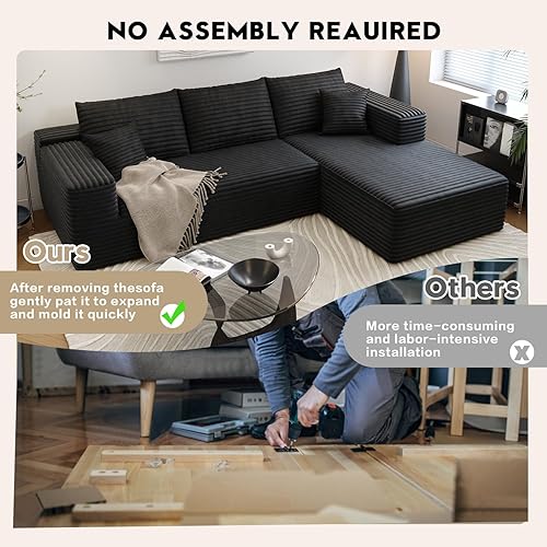 Miniatura 6 de Sofá modular Cloud de 107.5 pulgadas con diván en forma de L, moderno sofá modular con asiento profundo, sofás tapizados para sala de estar,