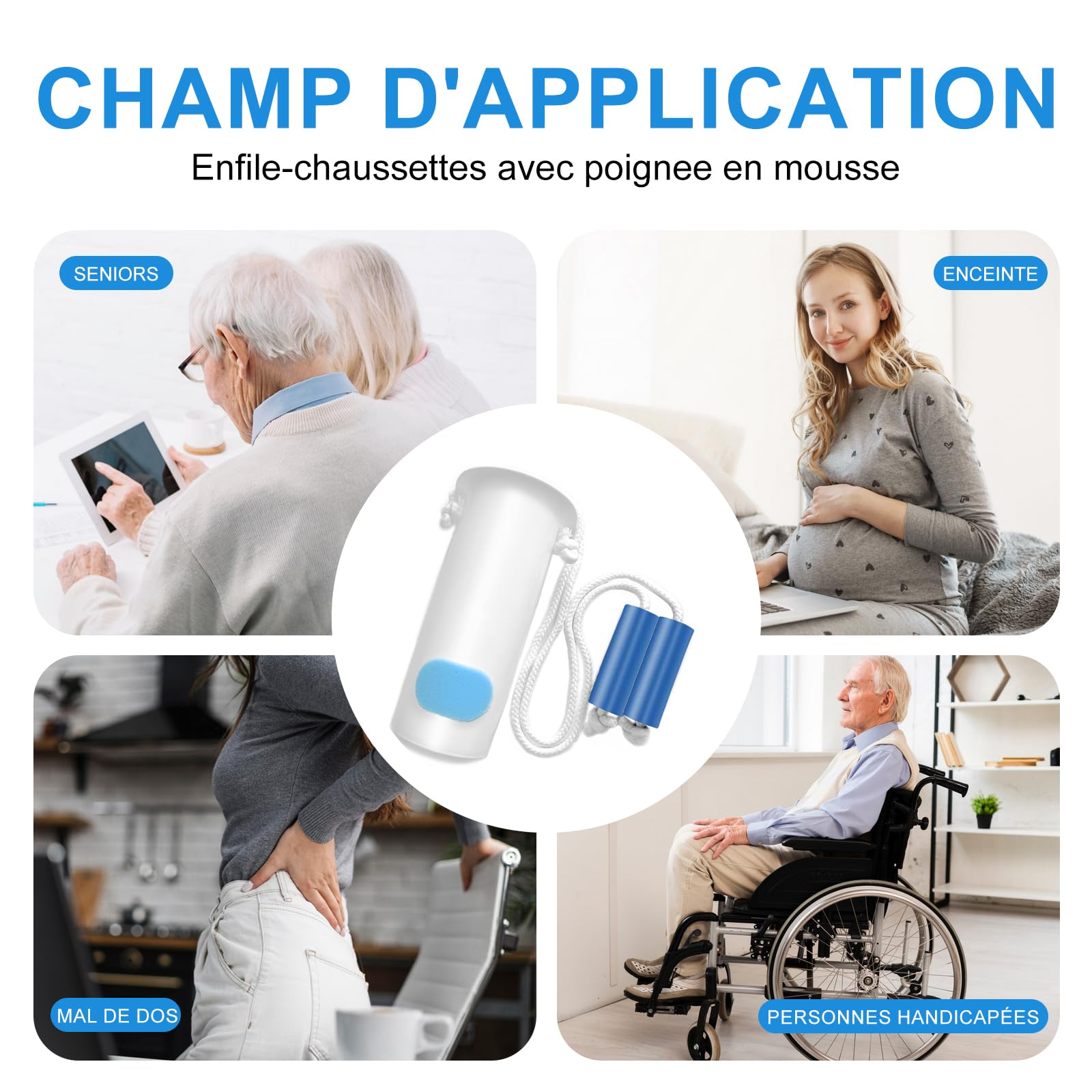 Enfile chaussette, Pour personnes âgées et handicapées, Adapté Post-Opération Coxale, Personnes Âgées, Femmes Enceintes & Personnes à Mobilité Réduite