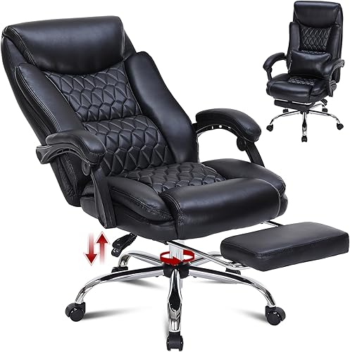 Silla de oficina ejecutiva reclinable de 400 libras con reposapiés, silla de oficina ergonómica grande y alta, sillas de escritorio para oficina en