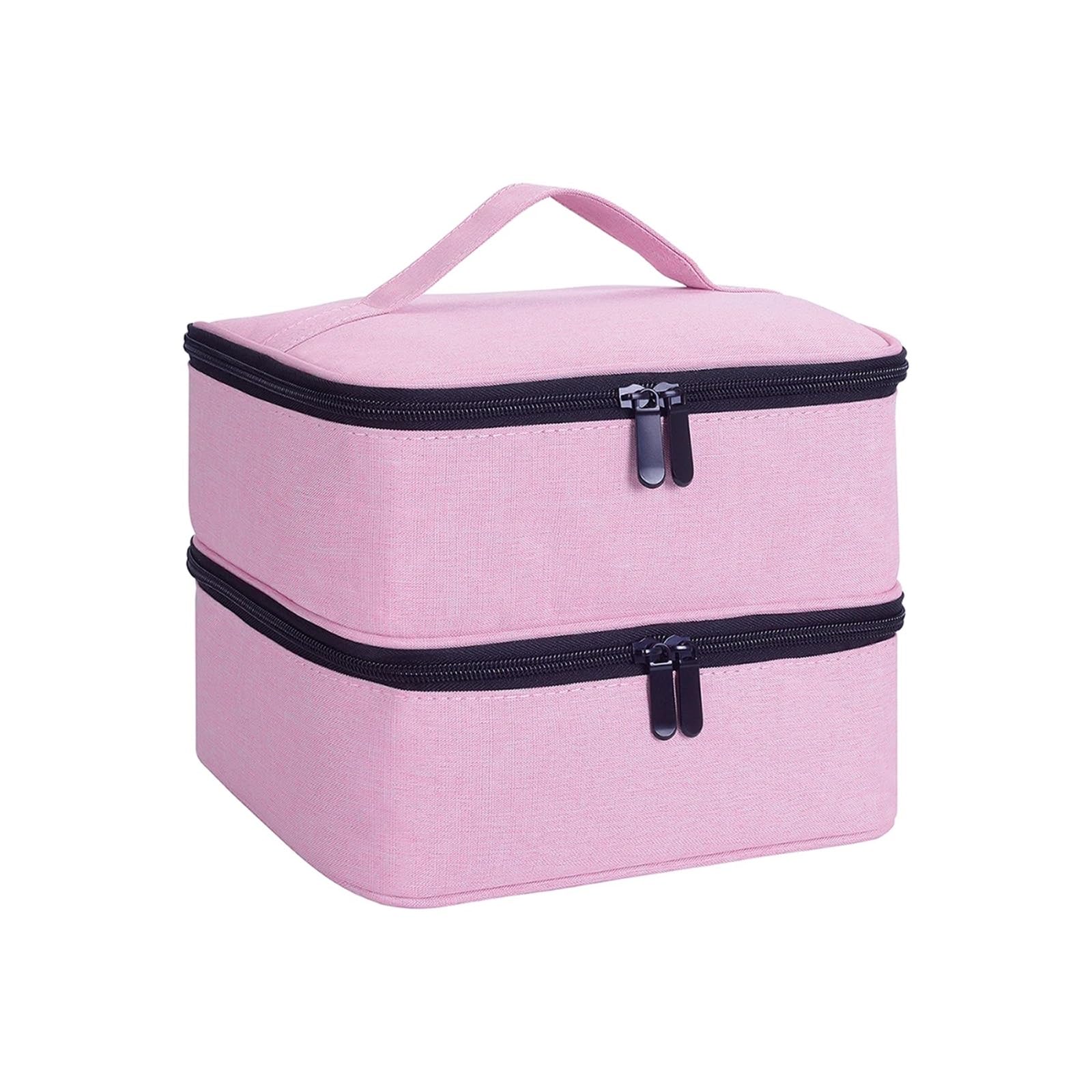 Porta Smalti Organizer Borsa Organizer for smalti Portatile a Doppio Strato, Organizer for Cosmetici, for Ragazze e Donne, Nail Art, Olio Essenziale, Set di Cosmetici(Pink1)