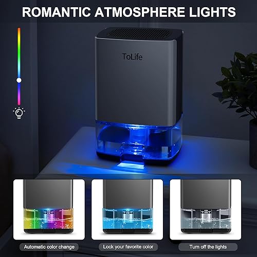 Miniatura 5 de Deshumidificadores para el hogar, tanque de agua de 30 onzas con apagado automático, deshumidificador pequeño portátil para habitación, baño,