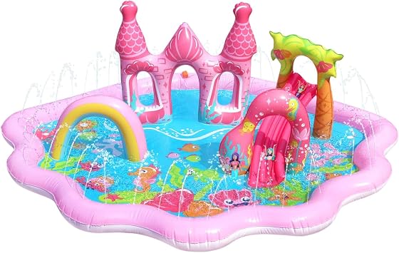 Mermaid Lagoon Splash Park - Includes: 3 X Mermaid Dolls, Mermaid Castle, Marmaid Slide, Splash Lagoon, Rainbow Island - Dimensions: 25.4 X 30.48 X 5cm