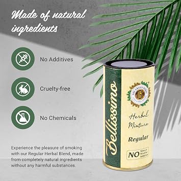 Bellissimo Herbal Smoke Mixture, Tobacco & Nicotine Free Smoking Blend, Tobacco Alternatives to Quit Smoking, Regular, Mint, Honey Clove Flavor, Roll Your Own Smoke, 5 Packs, 450gm