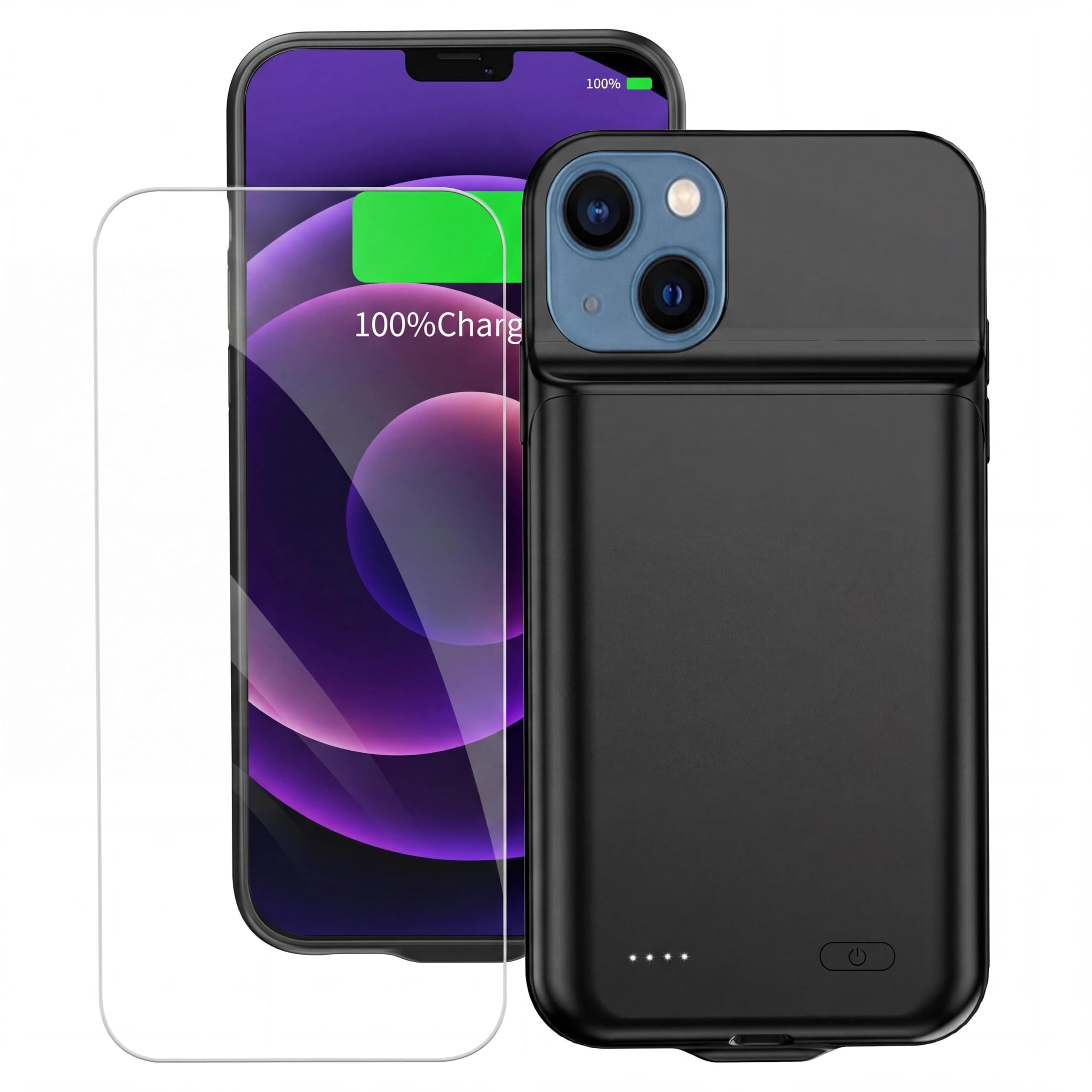 Funda cargador iPhone 12 Mini que soluciona la batería baja con protector negro 7
