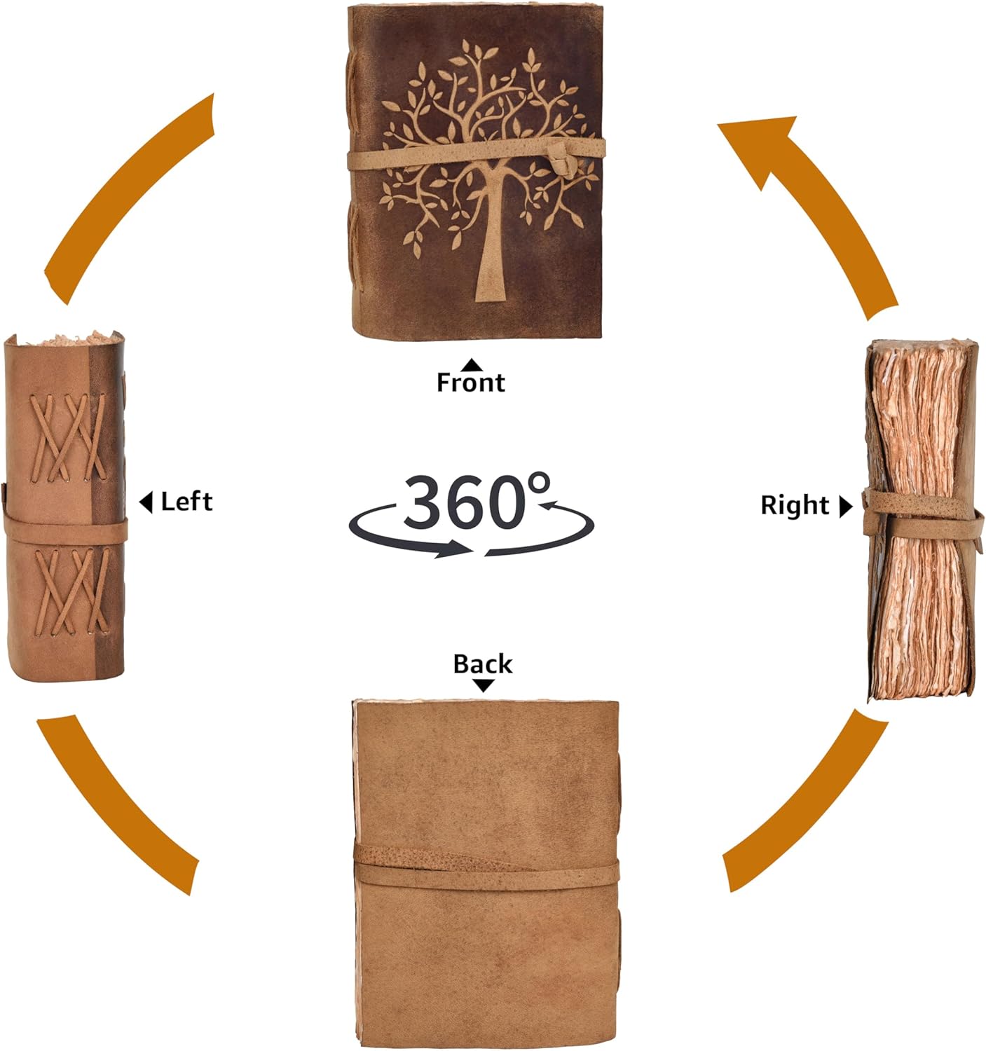 LEATHER VILLAGE Tree of Life Leather Bound Vintage Journal for Men & Women - Book of Shadows - Antique Deckle Edge Handmade Watercolor Paper for Writing, Drawing & Sketching - 8''X6'', Vintage Brown