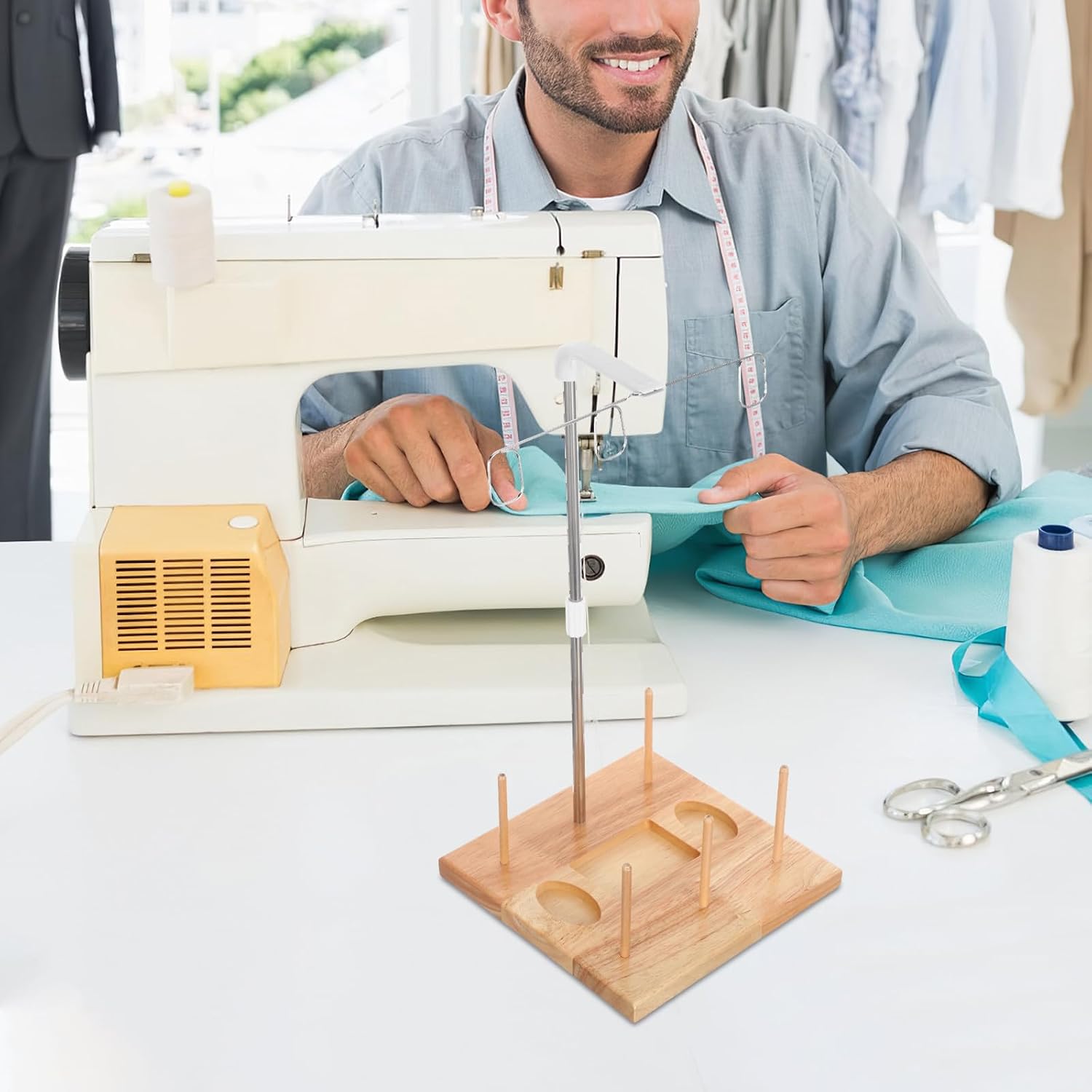 Thread Spool Holder Stand for Wooden Sewing Machine Overlock
