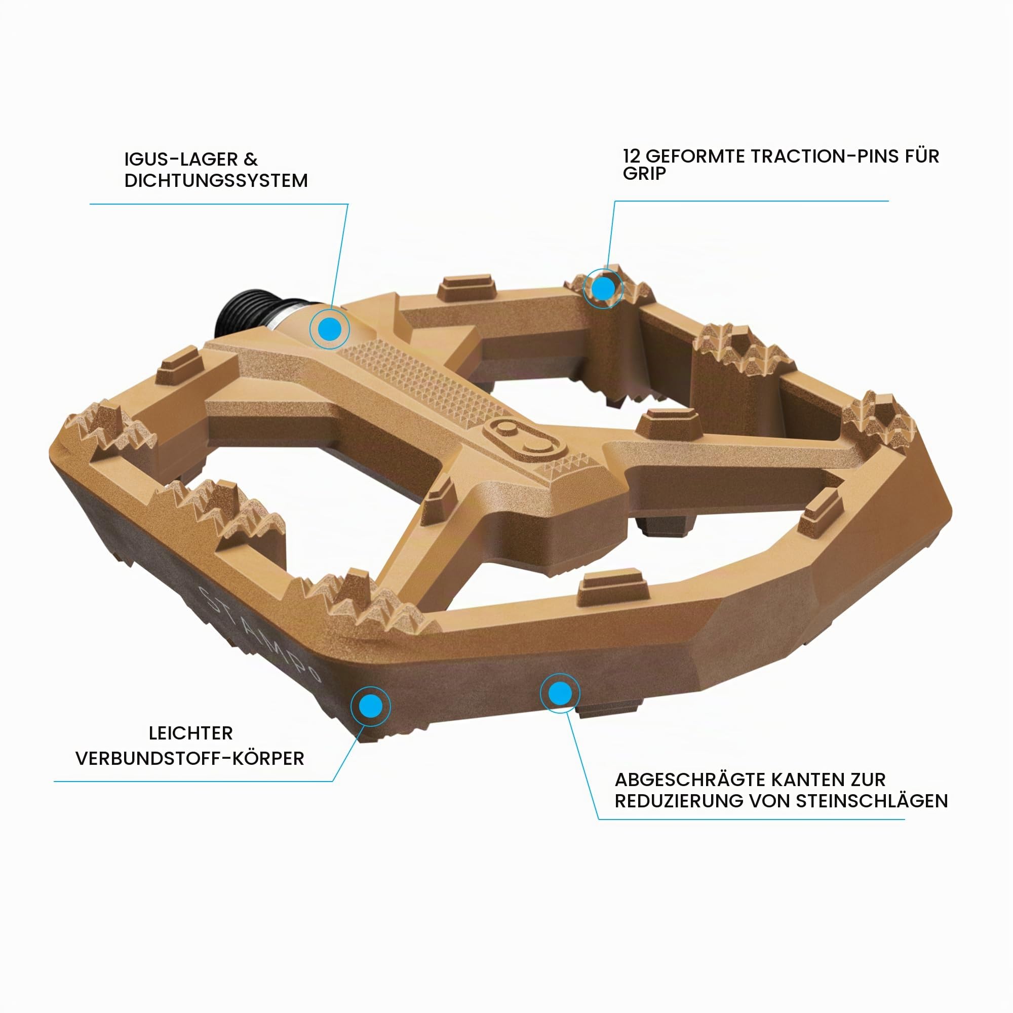 Crankbrothers Stamp 0 MTB Pedale, Braun, Größe L – Ansicht 2
