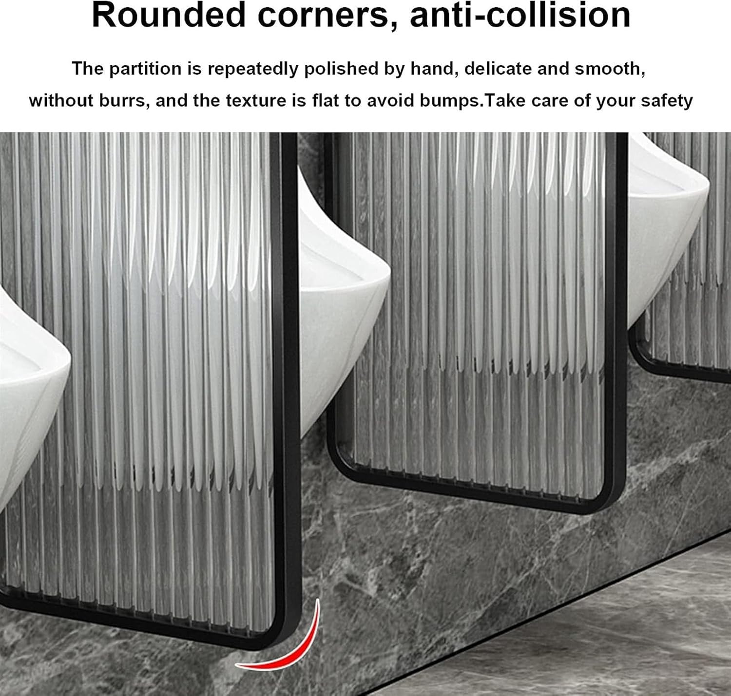 Urinal Glass Screen Partition Public Health Baffle, Wall-Mounted Urinal Privacy Screen Panels Partition Protection Screen,Room Dividers for Bathroom/Hotel-Black-Part,Black-Partition*4