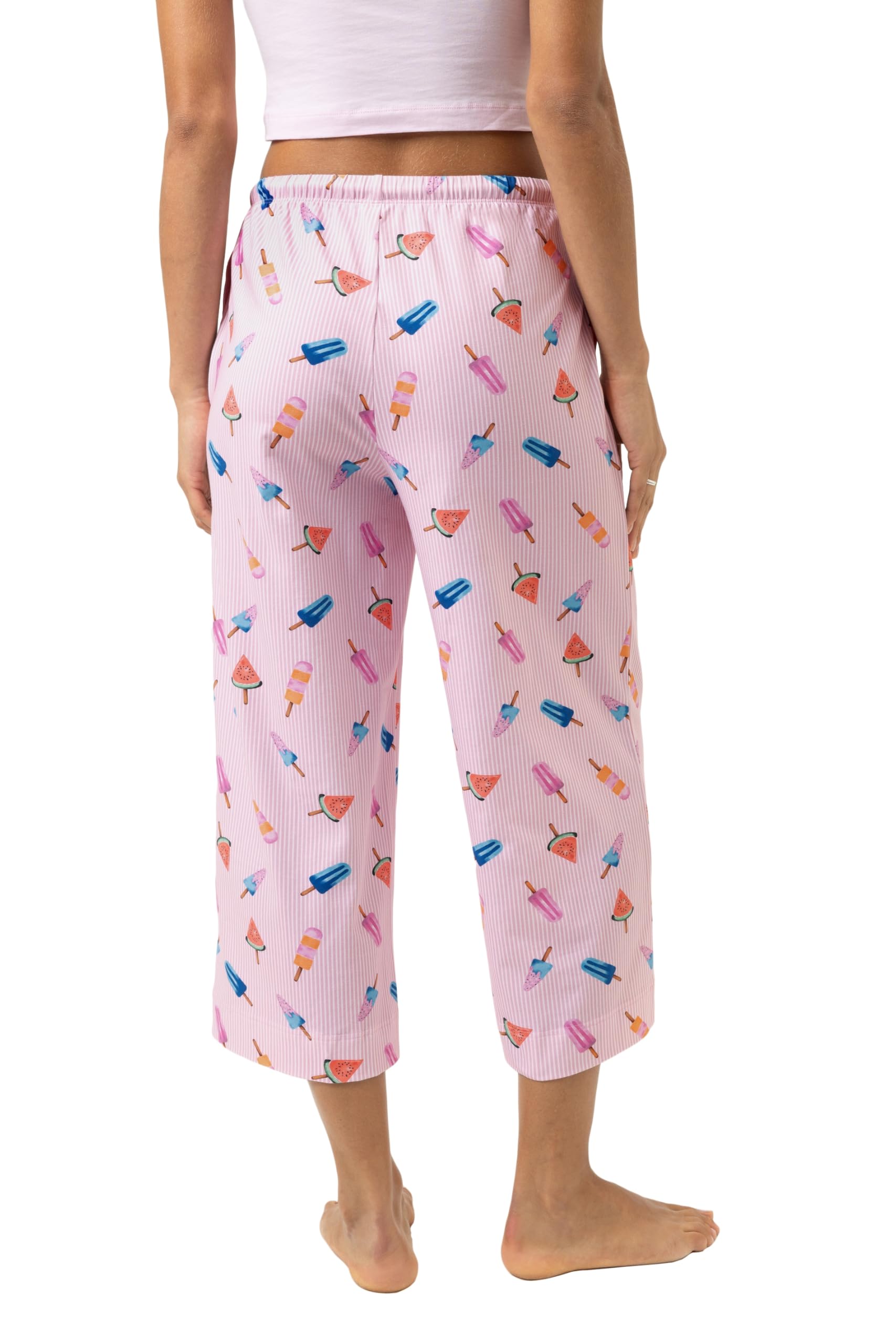 Mey Damen Culotte: Bequeme, lockere Passform, Leichte Single-Jersey-Qualität, Dünner Komfortbund mit Kordelzug, Seitliche Taschen, Allover-Print mit Eiscreme-Motiven, Serie Cooling Ice