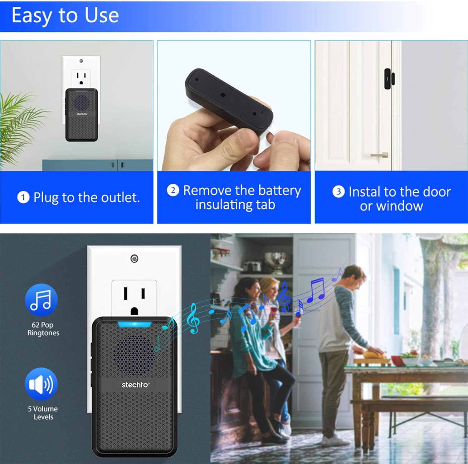 STECHRO door chime with 1 extra sensor